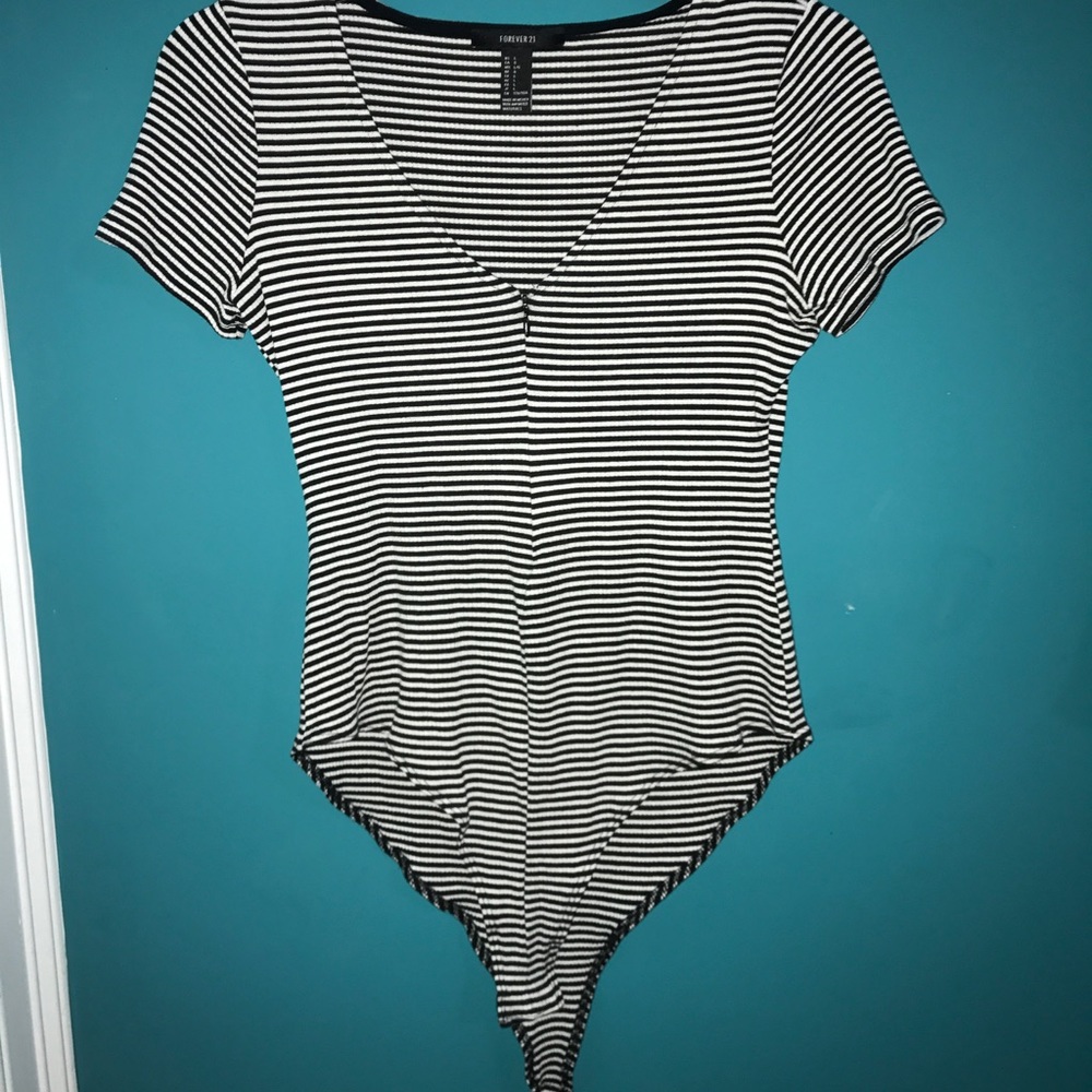 Striped Zip-Up Bodysuit
